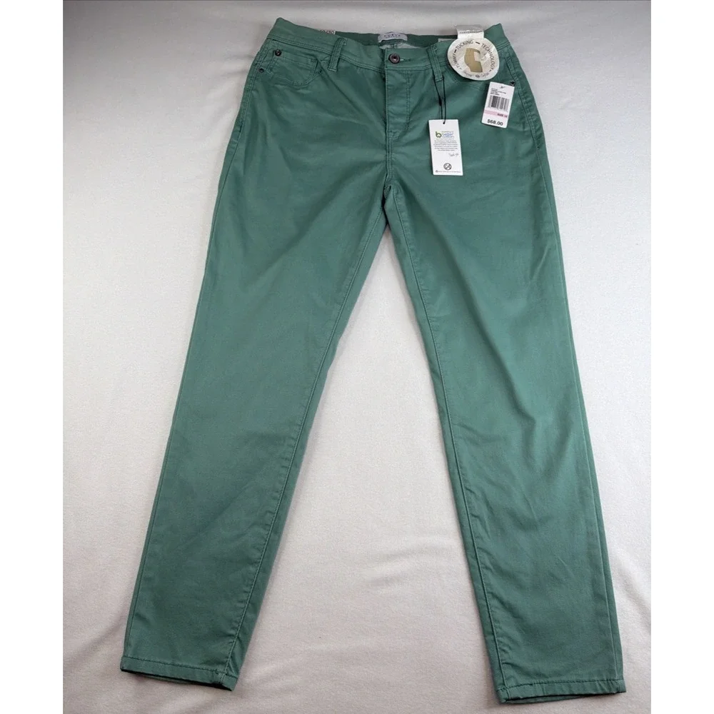 Curve Appeal Womens Pants Size 10 Green Straight Leg Stretch NWT